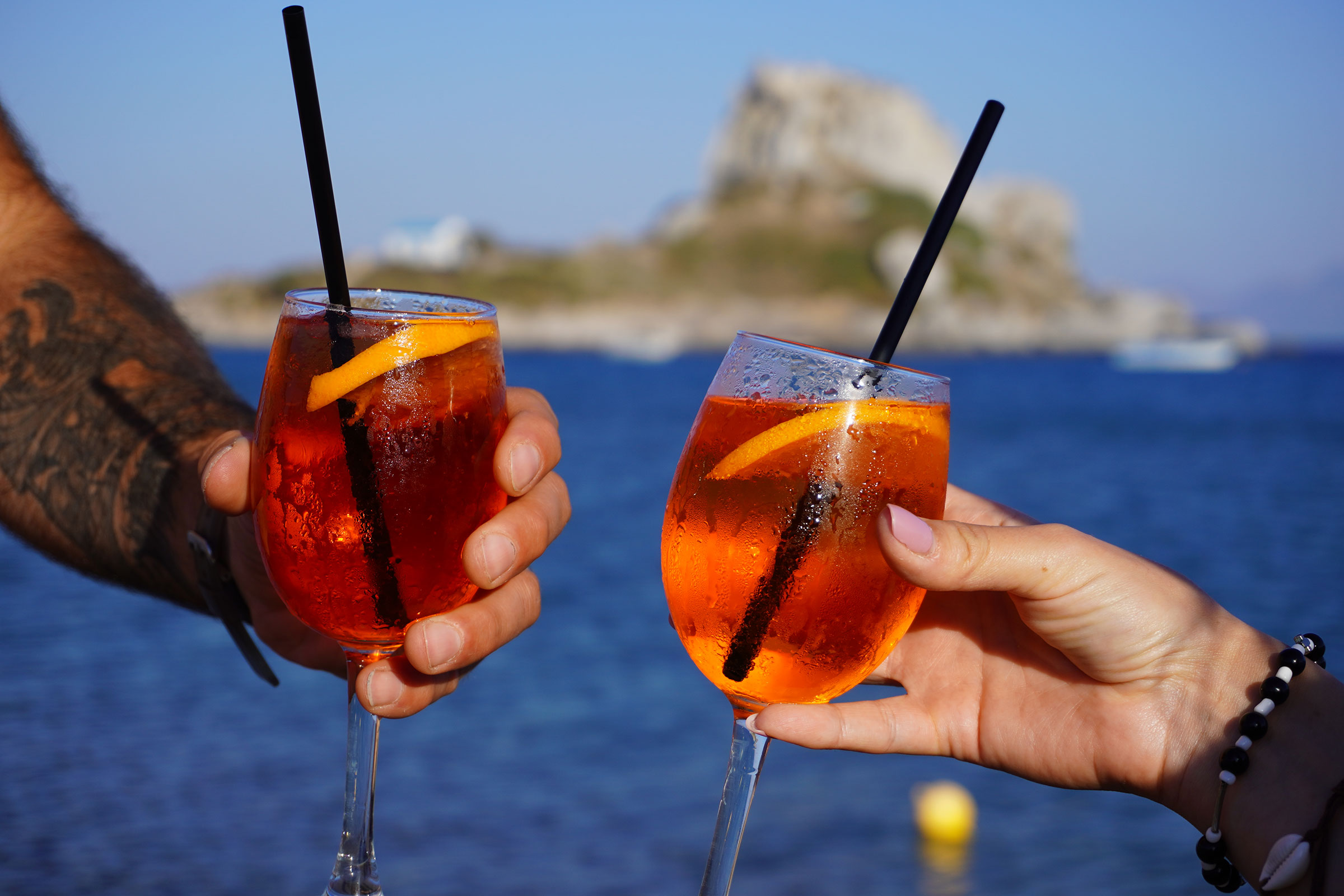 Cocktails served at the bar